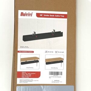 48" Under Desk Cable Management Tray Organizer Clamp or Screw‎ Mount Black